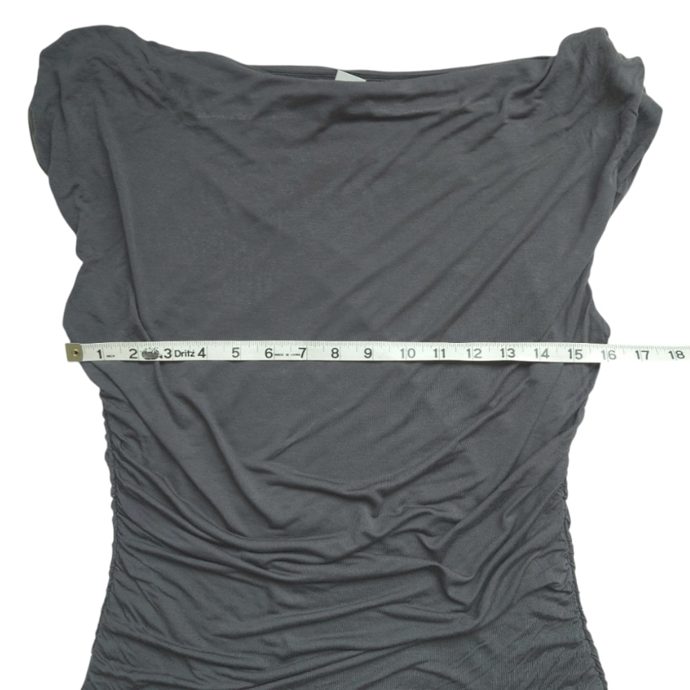 H&M Elegant Gray Women's Ruched Sleeveless Cowl Scoop Neck Top Blouse Size M - Picture 6 of 11